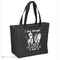 I Was Normal 2 Siberian Huskies Ago Awesome Cute Dog Tote Bag thumb 2