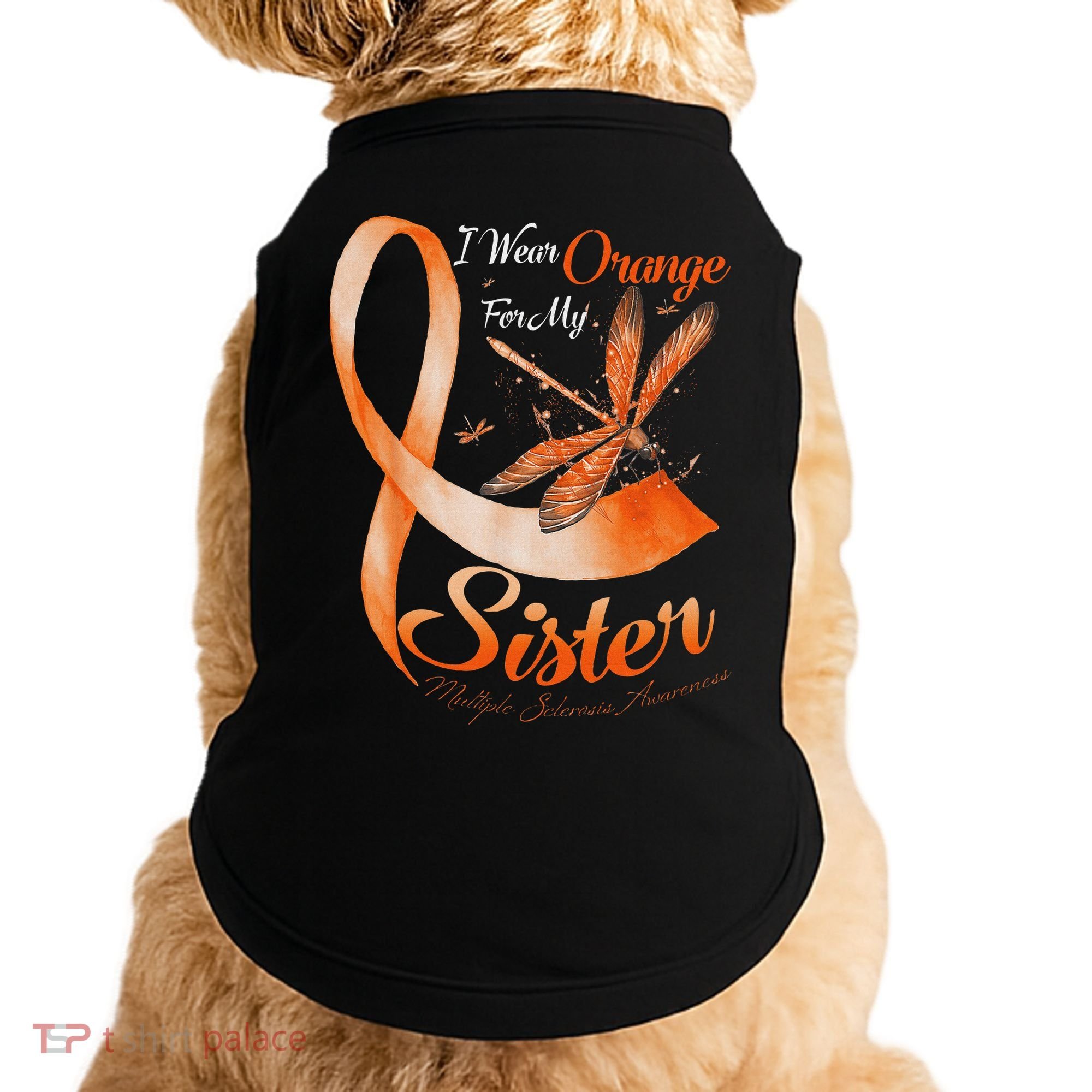 I Wear Orange For My Sister Ms Dragonfly Multiple Sclerosis Doggie Tank