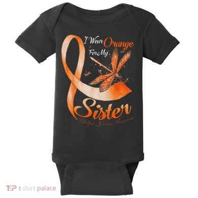 I Wear Orange For My Sister Ms Dragonfly Multiple Sclerosis Baby Bodysuit