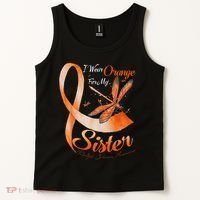 I Wear Orange For My Sister Ms Dragonfly Multiple Sclerosis Tank Top thumb 2
