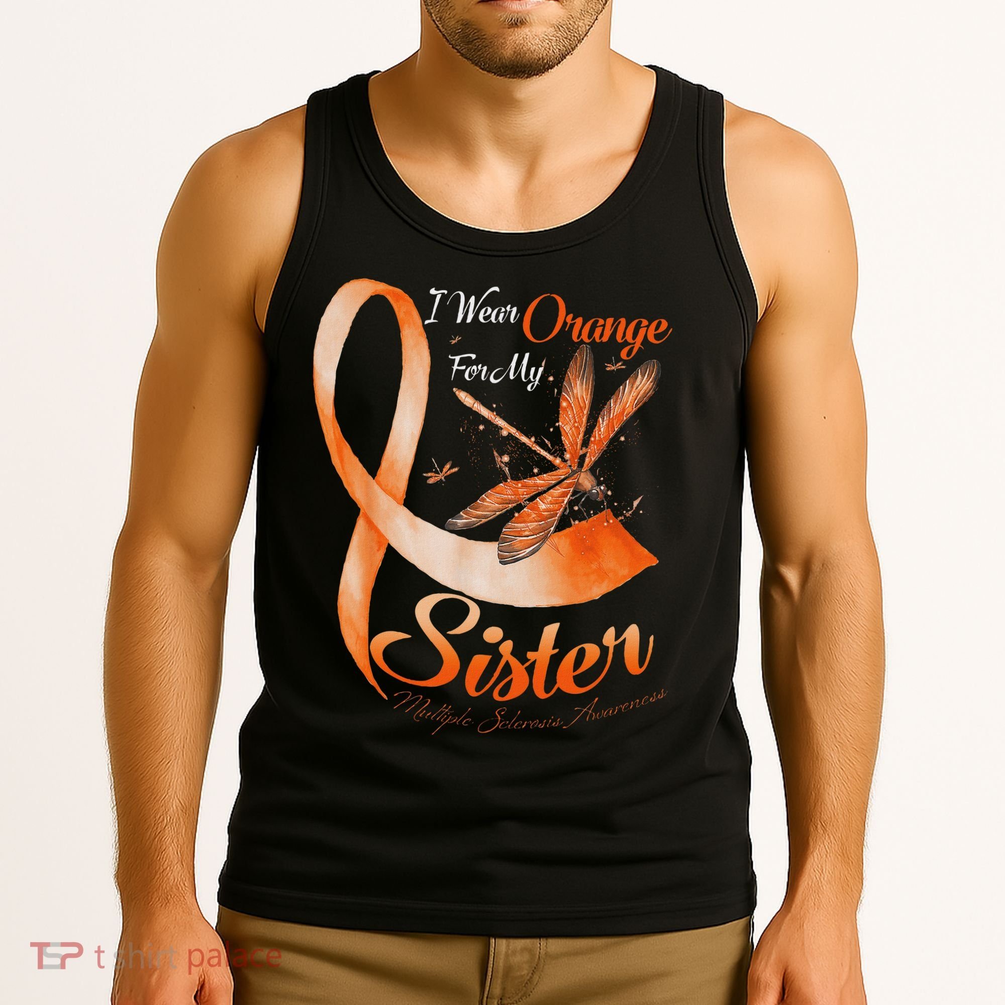 I Wear Orange For My Sister Ms Dragonfly Multiple Sclerosis Tank Top