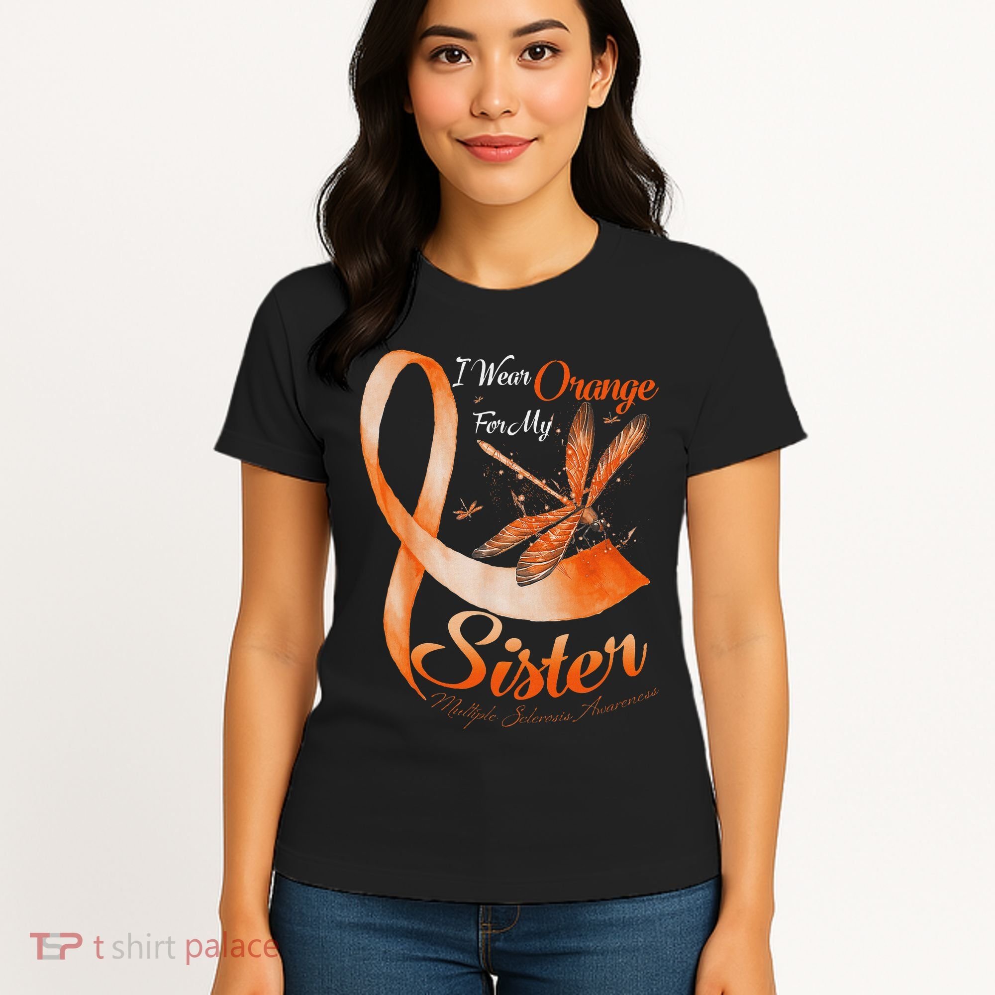 I Wear Orange For My Sister Ms Dragonfly Multiple Sclerosis Women's T-Shirt