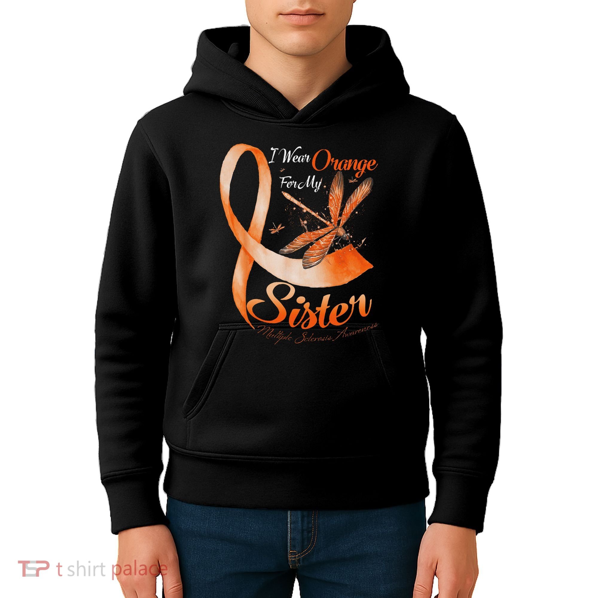 I Wear Orange For My Sister Ms Dragonfly Multiple Sclerosis Kids Hoodie