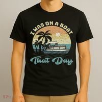 I Was On A Boat That Day Vintage Retro Pontoon Boat T-Shirt thumb 3