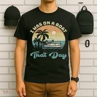 I Was On A Boat That Day Vintage Retro Pontoon Boat T-Shirt thumb 6