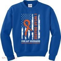  I Wear Orange For My Husband Multiple Sclerosis  Kids Sweatshirt thumb 0