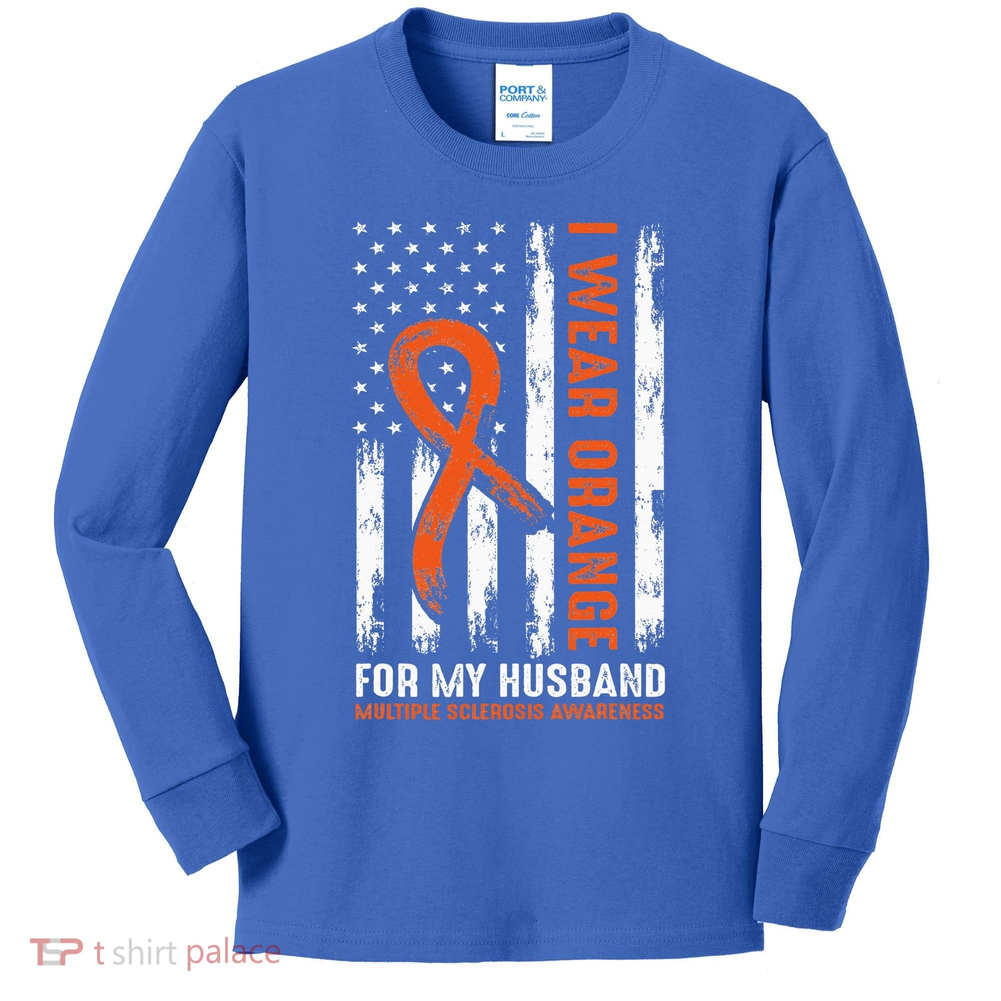  I Wear Orange For My Husband Multiple Sclerosis  Kids Long Sleeve Shirt