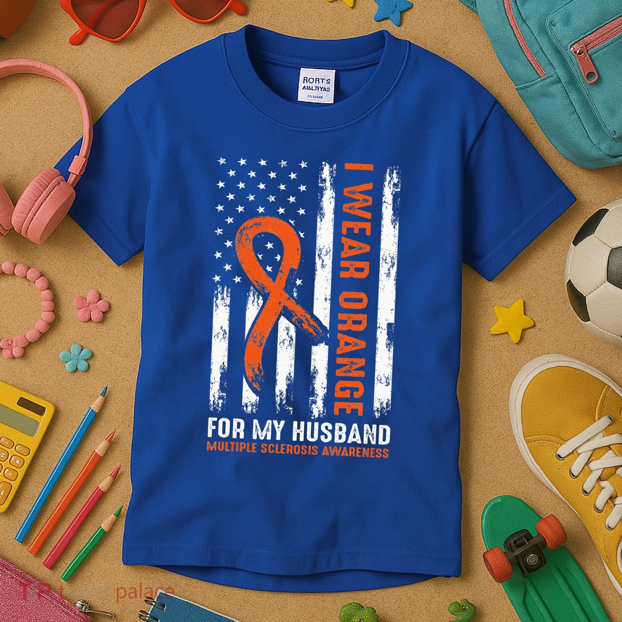  I Wear Orange For My Husband Multiple Sclerosis  Kids T-Shirt