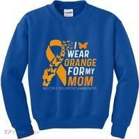 I Wear Orange For My Moms Ms Multiple Sclerosis Awareness Kids Sweatshirt thumb 0
