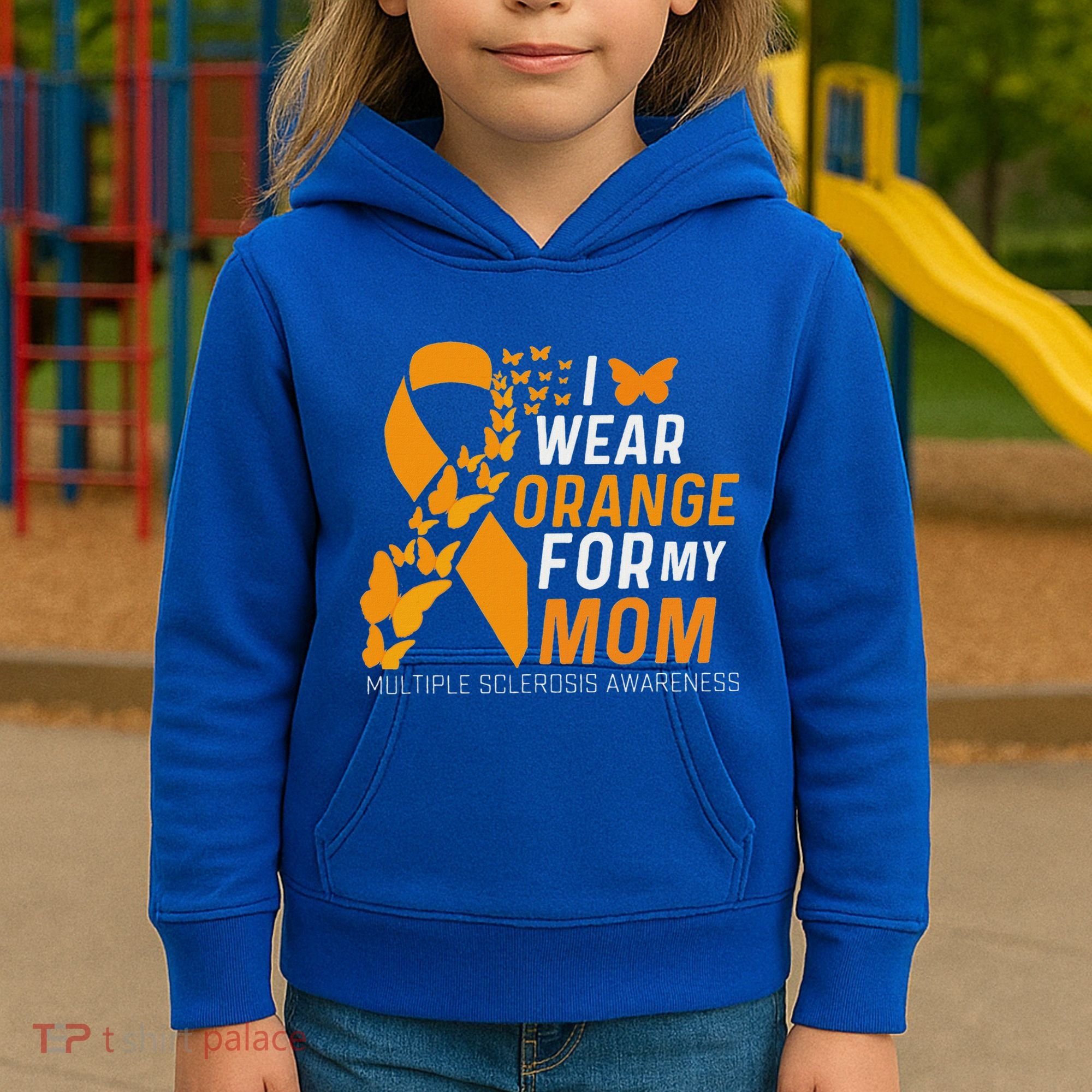 I Wear Orange For My Moms Ms Multiple Sclerosis Awareness Kids Hoodie