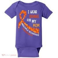 I Wear Orange For My Mom Multiple Sclerosis Awareness Baby Bodysuit thumb 0
