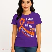 I Wear Orange For My Mom Multiple Sclerosis Awareness Women's T-Shirt thumb 4