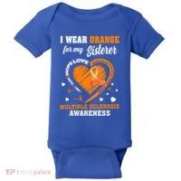 I Wear Orange For My Sister Multiple Sclerosis Ms Cool Gift Baby Bodysuit thumb 0