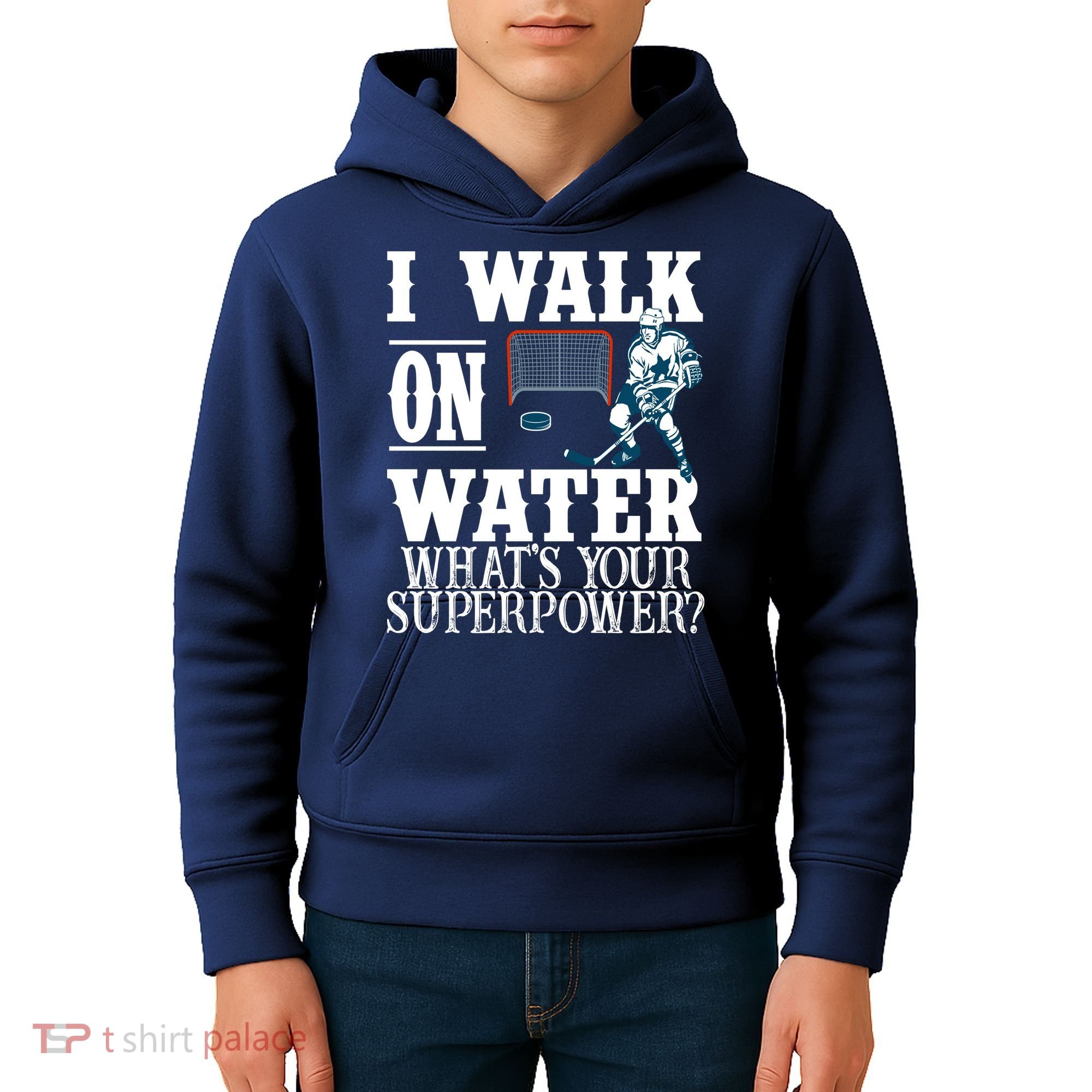 I Walk On Water What's Your Superpower? Hockey Kids Hoodie