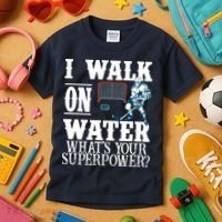I Walk On Water What's Your Superpower? Hockey Kids T-Shirt thumb 3