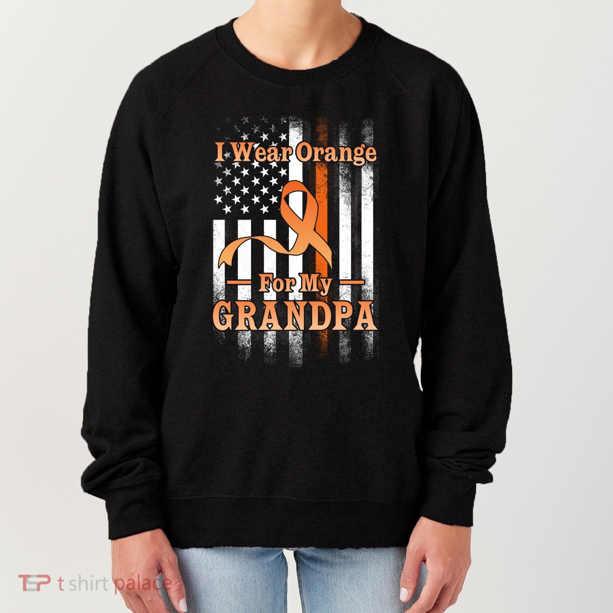 I Wear Orange Grandpa Multiple Sclerosis Ms Flag Funny Gift Women's Sweatshirt