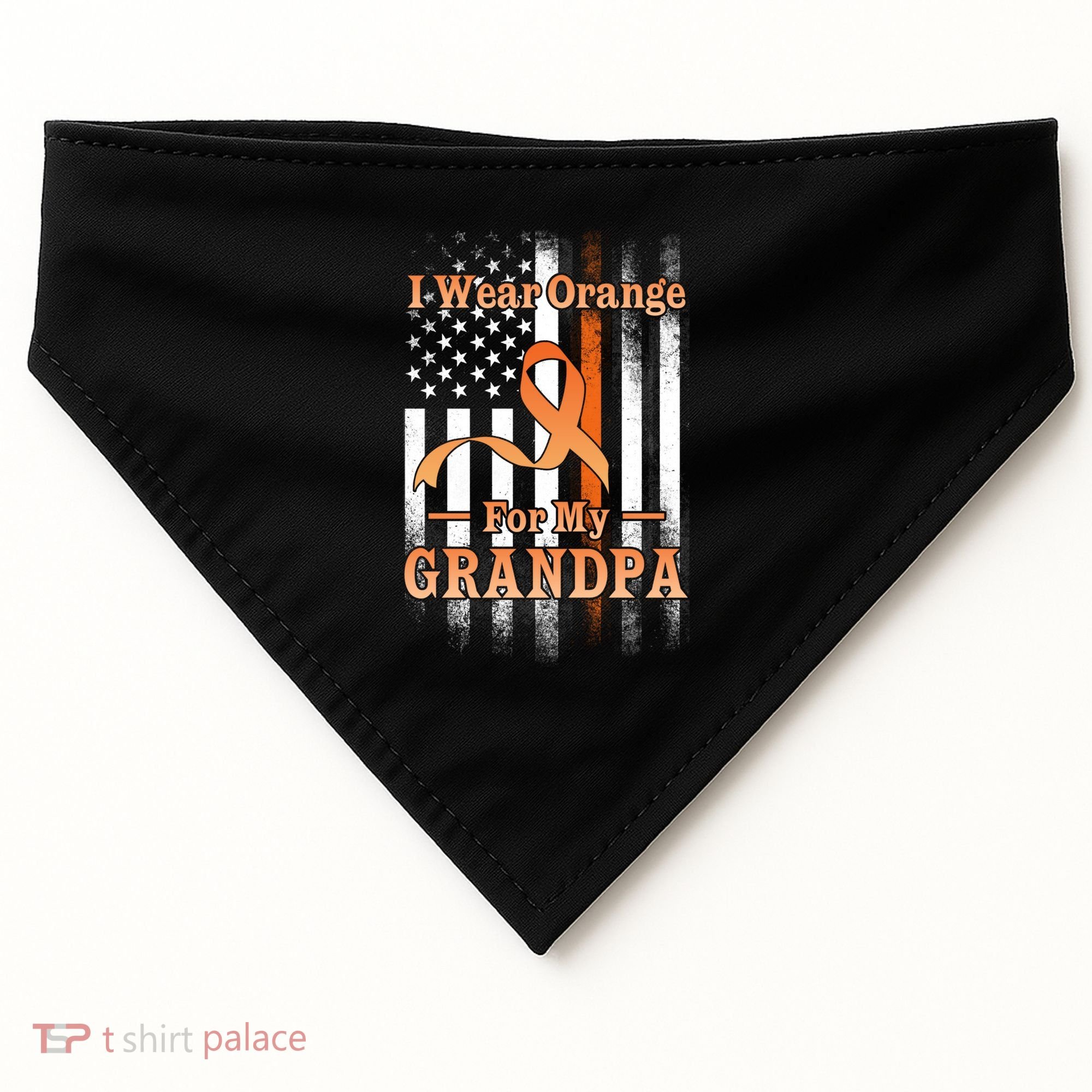 I Wear Orange Grandpa Multiple Sclerosis Ms Flag Funny Gift USA-Made Doggie Bandana