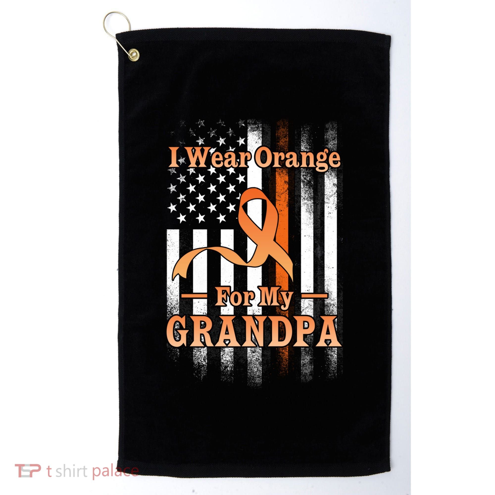 I Wear Orange Grandpa Multiple Sclerosis Ms Flag Funny Gift Golf Towel