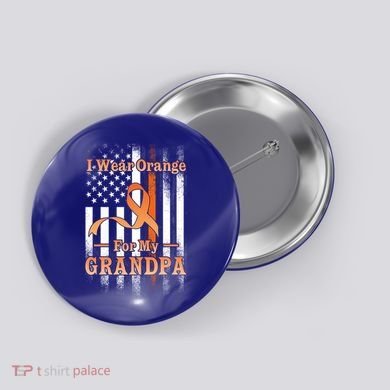 I Wear Orange Grandpa Multiple Sclerosis Ms Flag Funny Gift Button