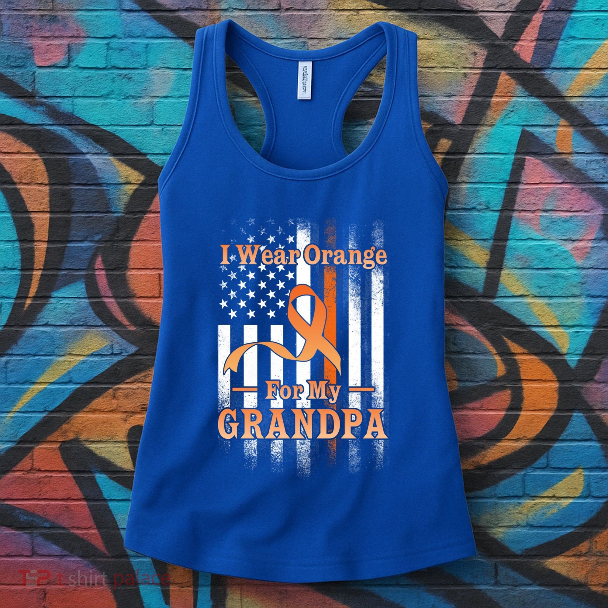 I Wear Orange Grandpa Multiple Sclerosis Ms Flag Funny Gift Women's Tank Top