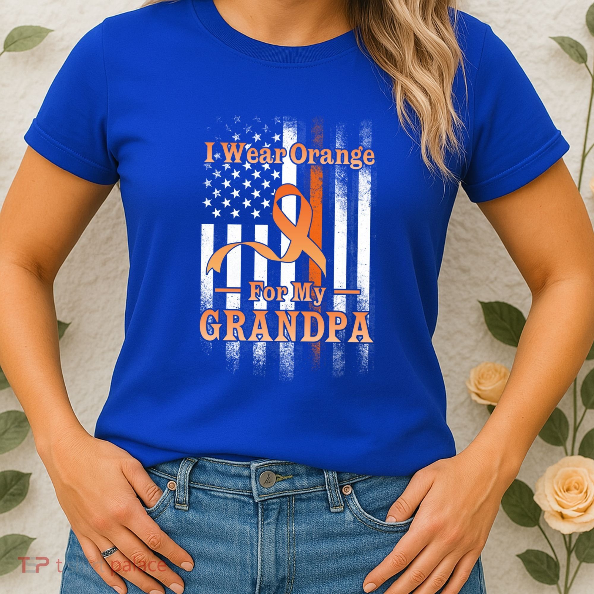 I Wear Orange Grandpa Multiple Sclerosis Ms Flag Funny Gift Women's T-Shirt