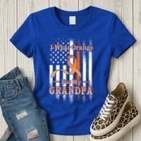 I Wear Orange Grandpa Multiple Sclerosis Ms Flag Funny Gift Women's T-Shirt thumb 3