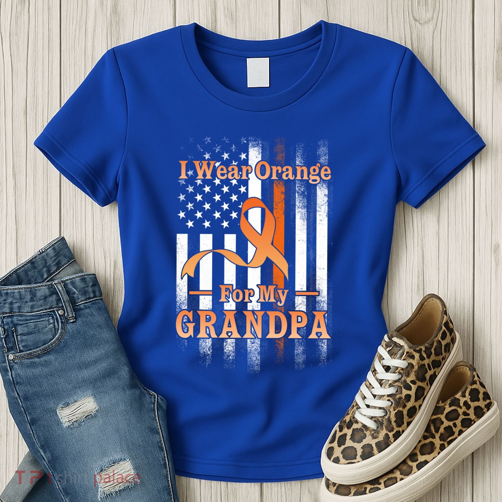 I Wear Orange Grandpa Multiple Sclerosis Ms Flag Funny Gift Women's T-Shirt