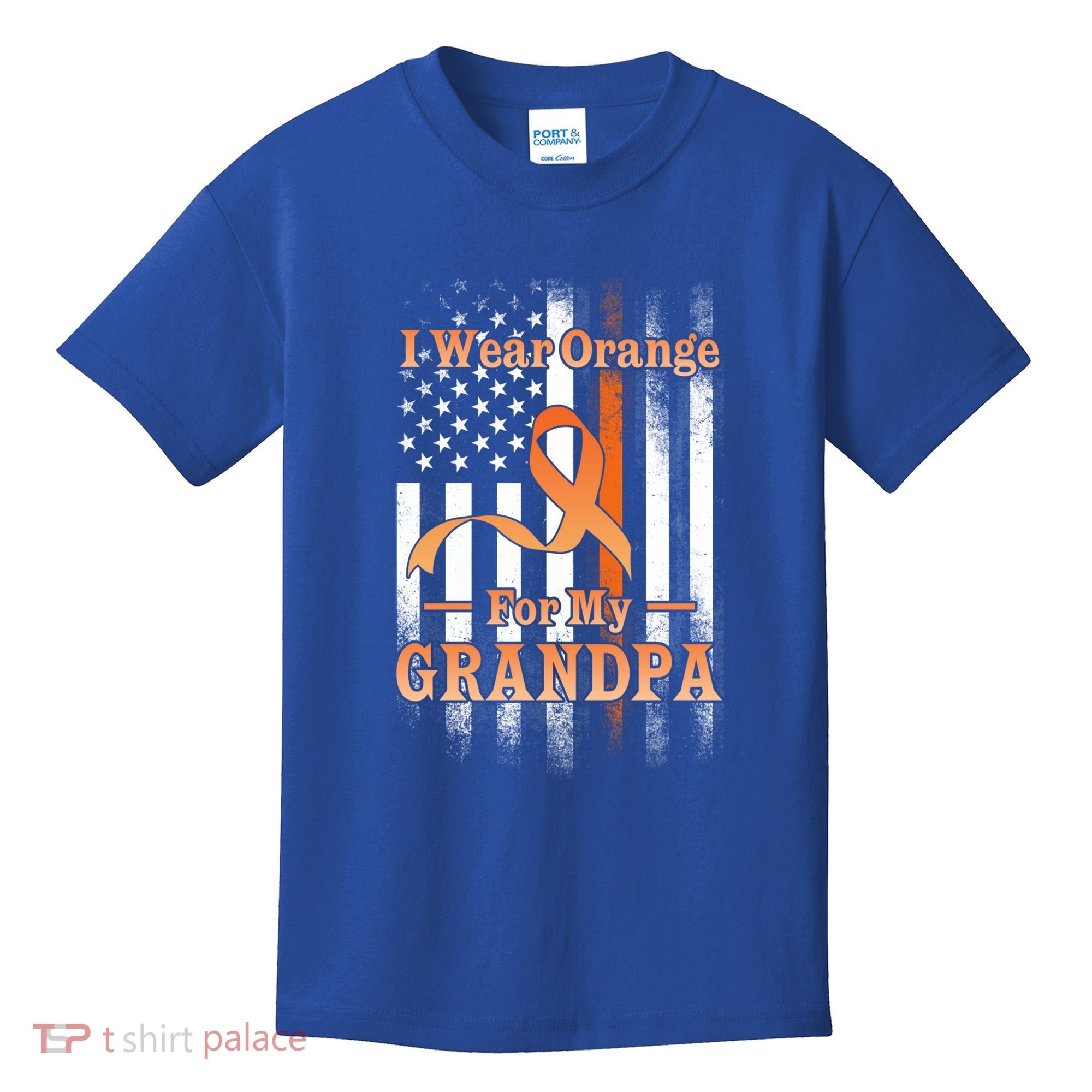 I Wear Orange Grandpa Multiple Sclerosis Ms Flag Funny Gift Kids T-Shirt