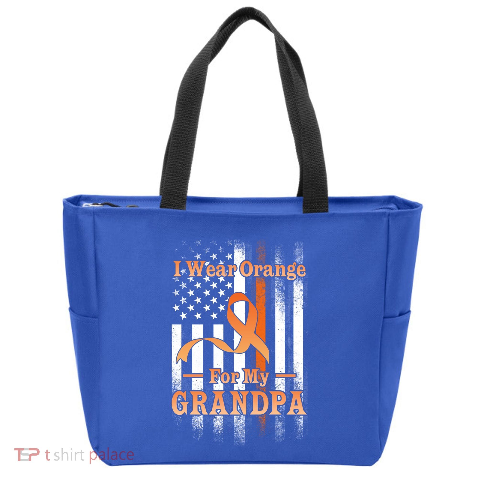 I Wear Orange Grandpa Multiple Sclerosis Ms Flag Funny Gift Tote Bag