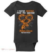 I Wear Orange For My Sister MS Multiple Sclerosis Awareness Baby Bodysuit thumb 0