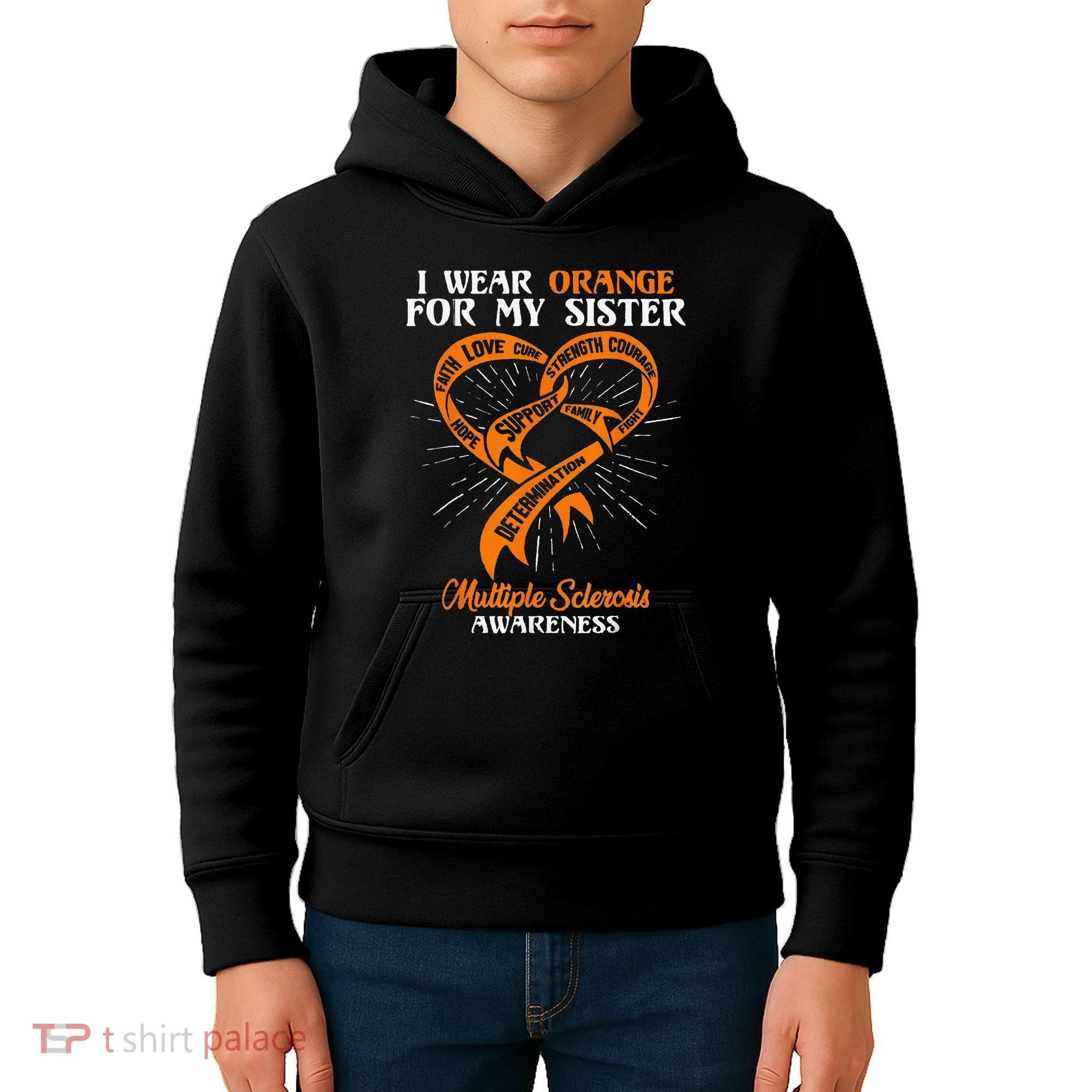 I Wear Orange For My Sister MS Multiple Sclerosis Awareness Kids Hoodie