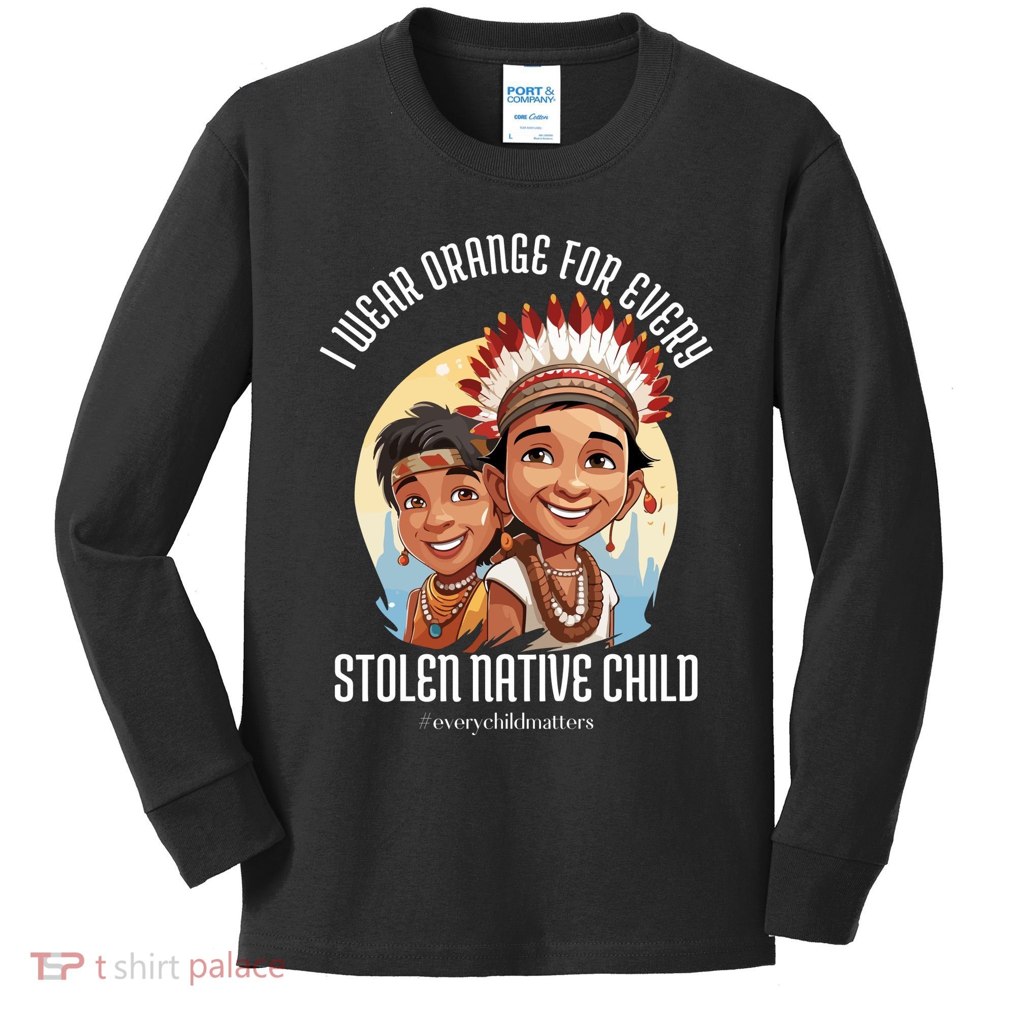 I Wear Orange For Indigenous Children Kids Long Sleeve Shirt