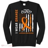 I Wear Orange For My Dad Leukemia Awareness American Flag Sweatshirt thumb 0
