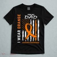 I Wear Orange For My Dad Leukemia Awareness American Flag T-Shirt thumb 5