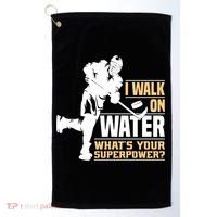 I Walk On Water Funny Ice Hockey Gift Golf Towel thumb 0