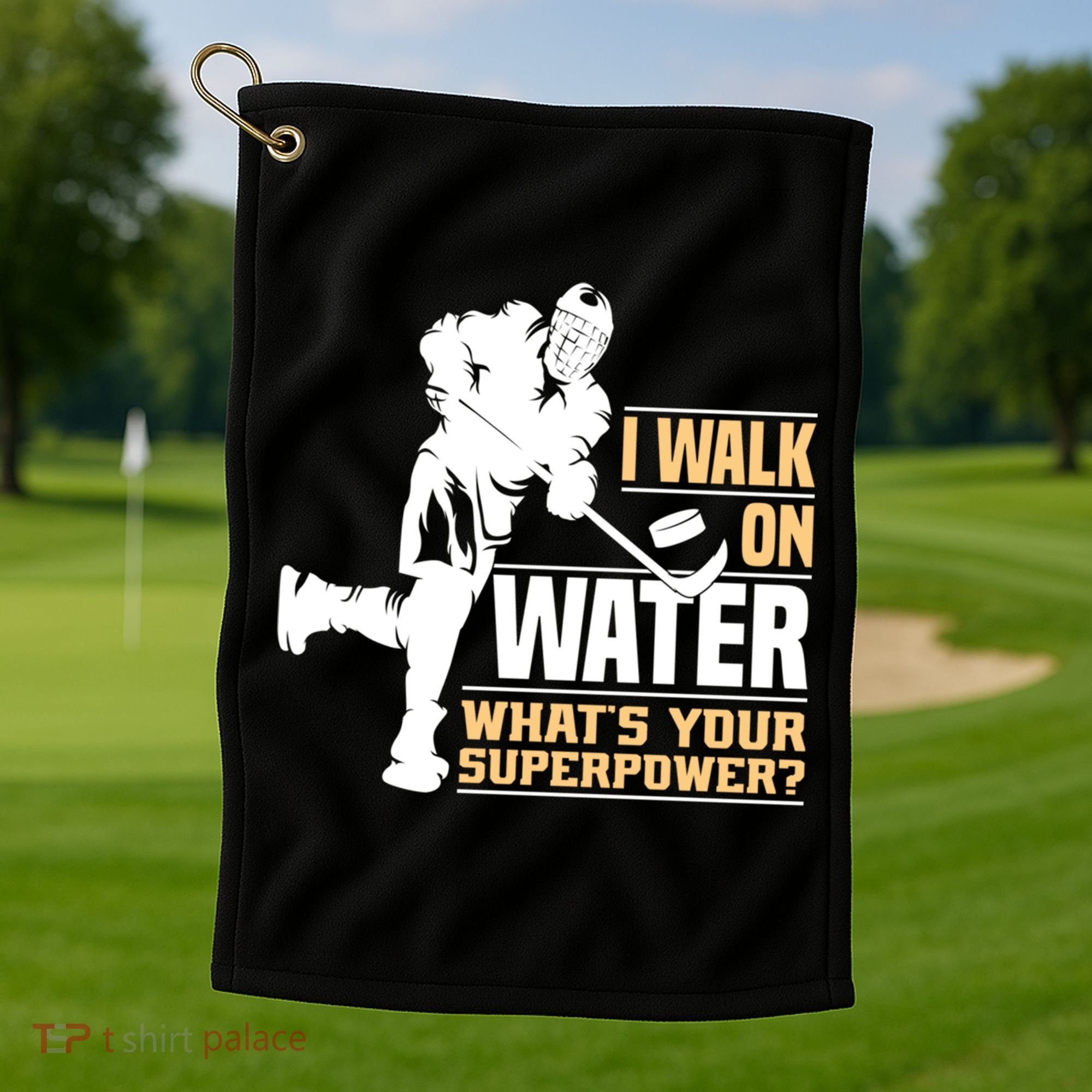I Walk On Water Funny Ice Hockey Gift Golf Towel