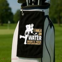 I Walk On Water Funny Ice Hockey Gift Golf Towel thumb 2