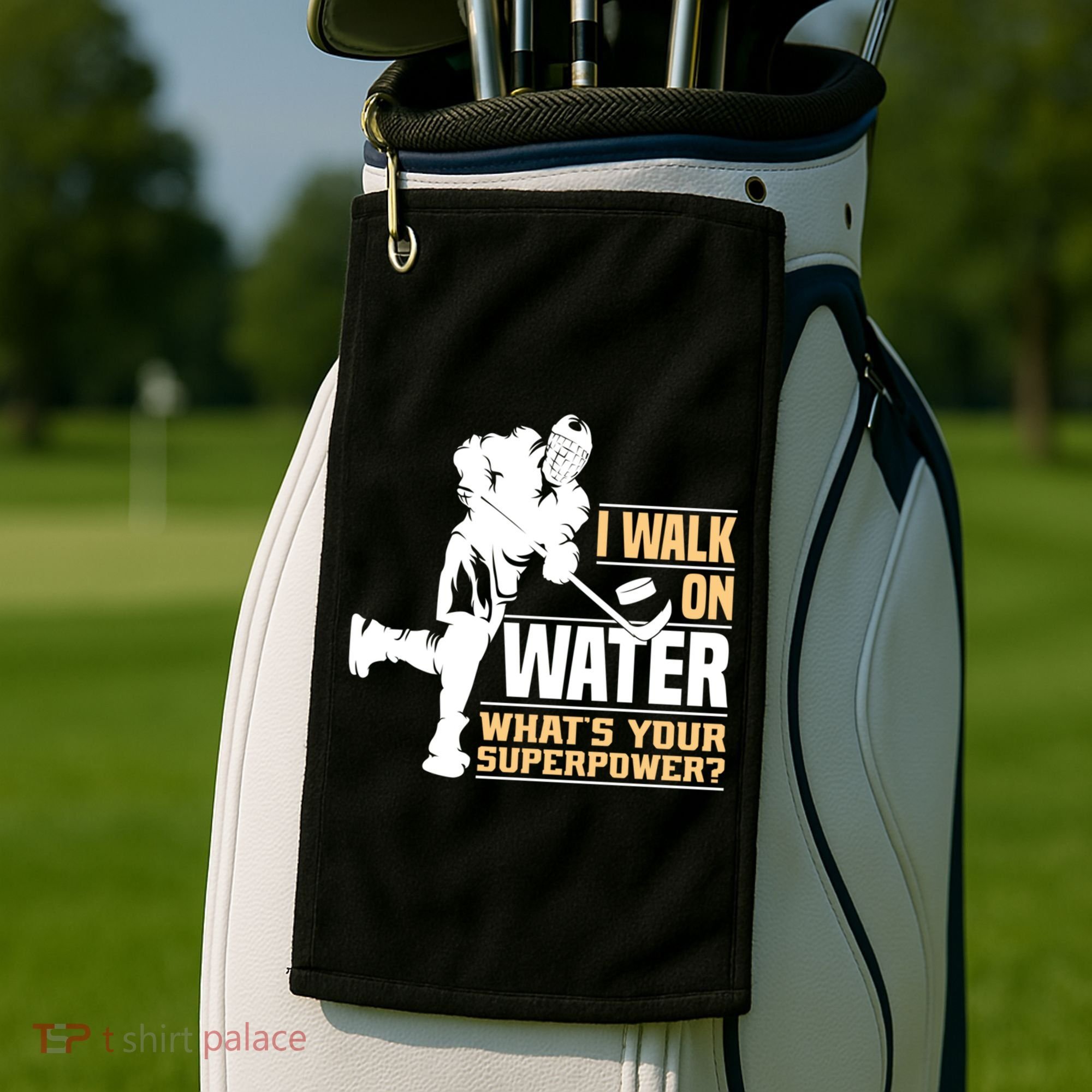 I Walk On Water Funny Ice Hockey Gift Golf Towel