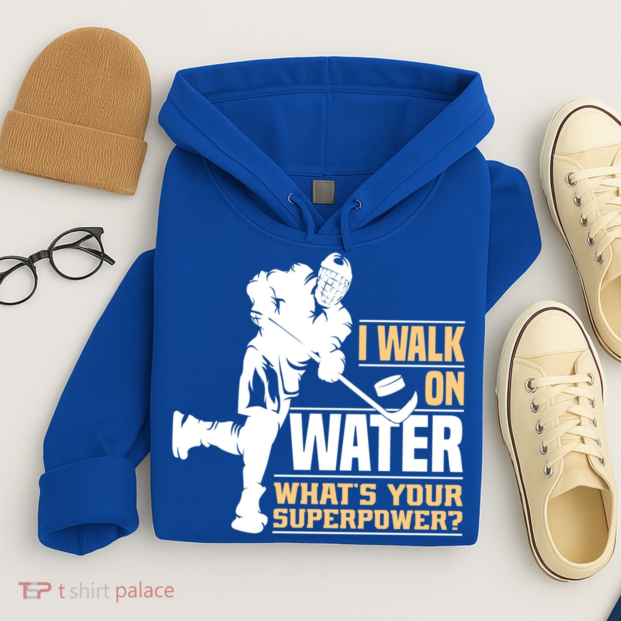 I Walk On Water Funny Ice Hockey Gift Hoodie