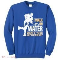 I Walk On Water Funny Ice Hockey Gift Sweatshirt thumb 0
