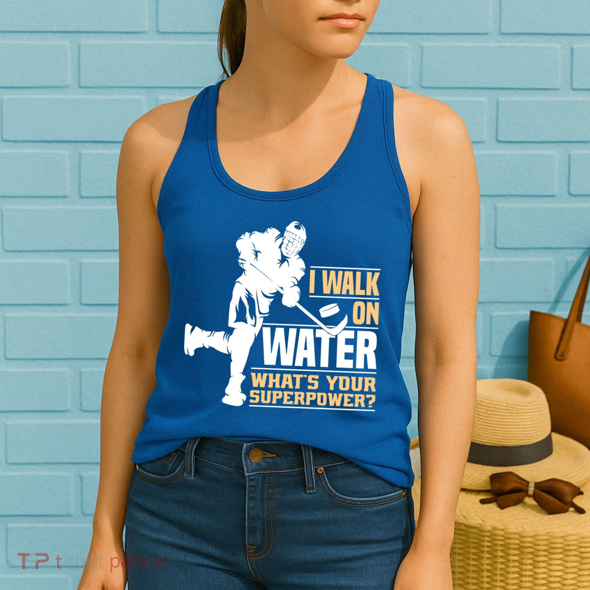 I Walk On Water Funny Ice Hockey Gift Women's Tank Top