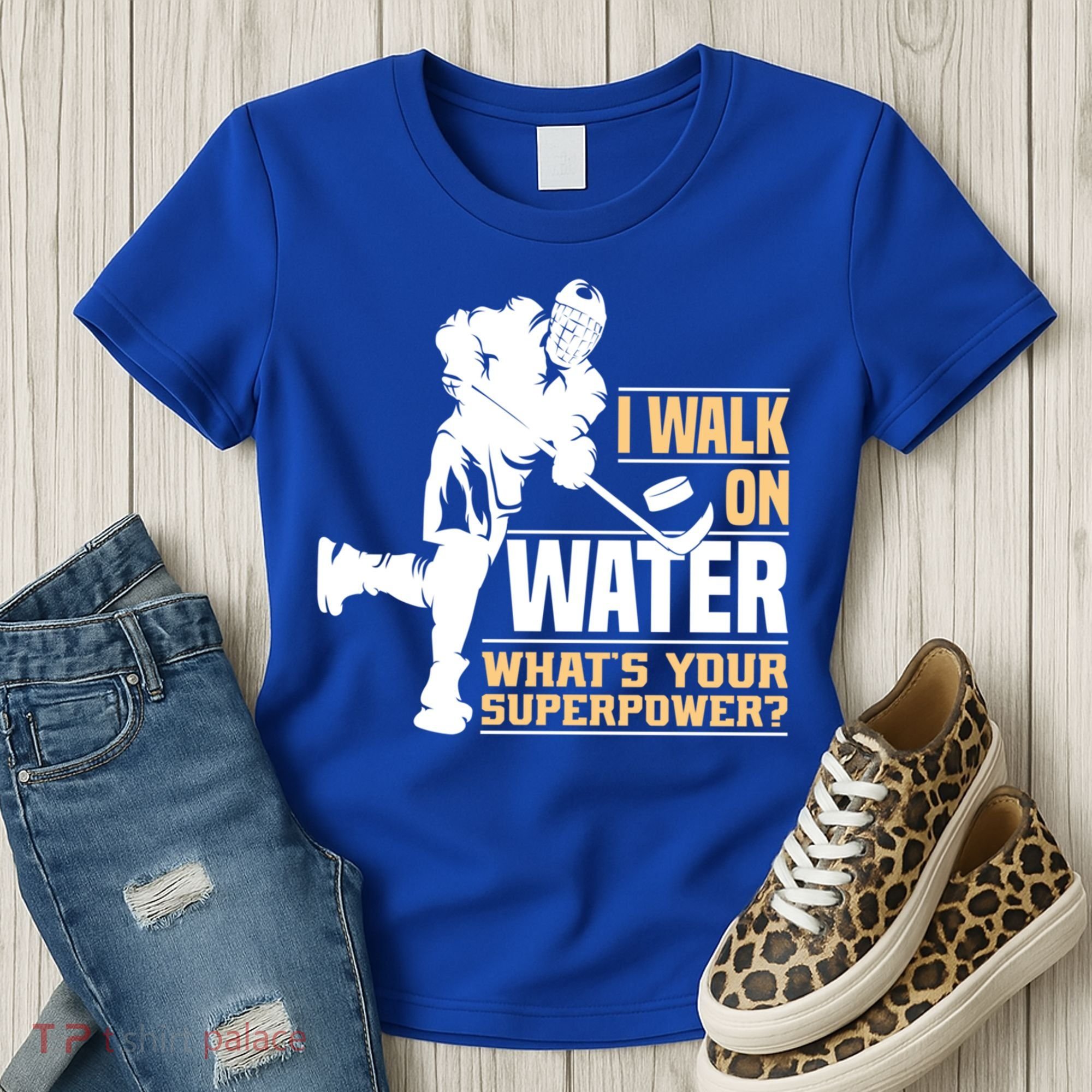 I Walk On Water Funny Ice Hockey Gift Women's T-Shirt