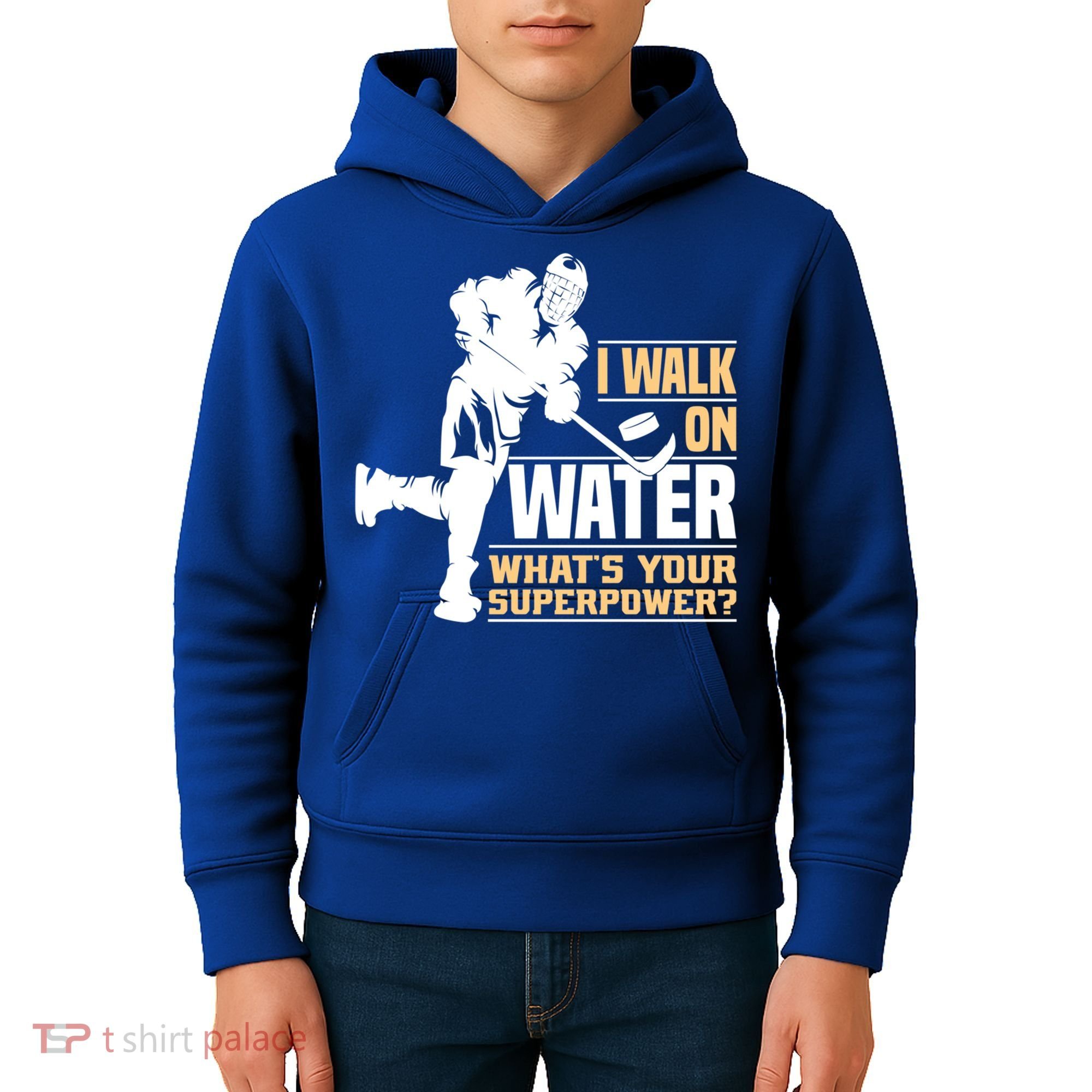 I Walk On Water Funny Ice Hockey Gift Kids Hoodie