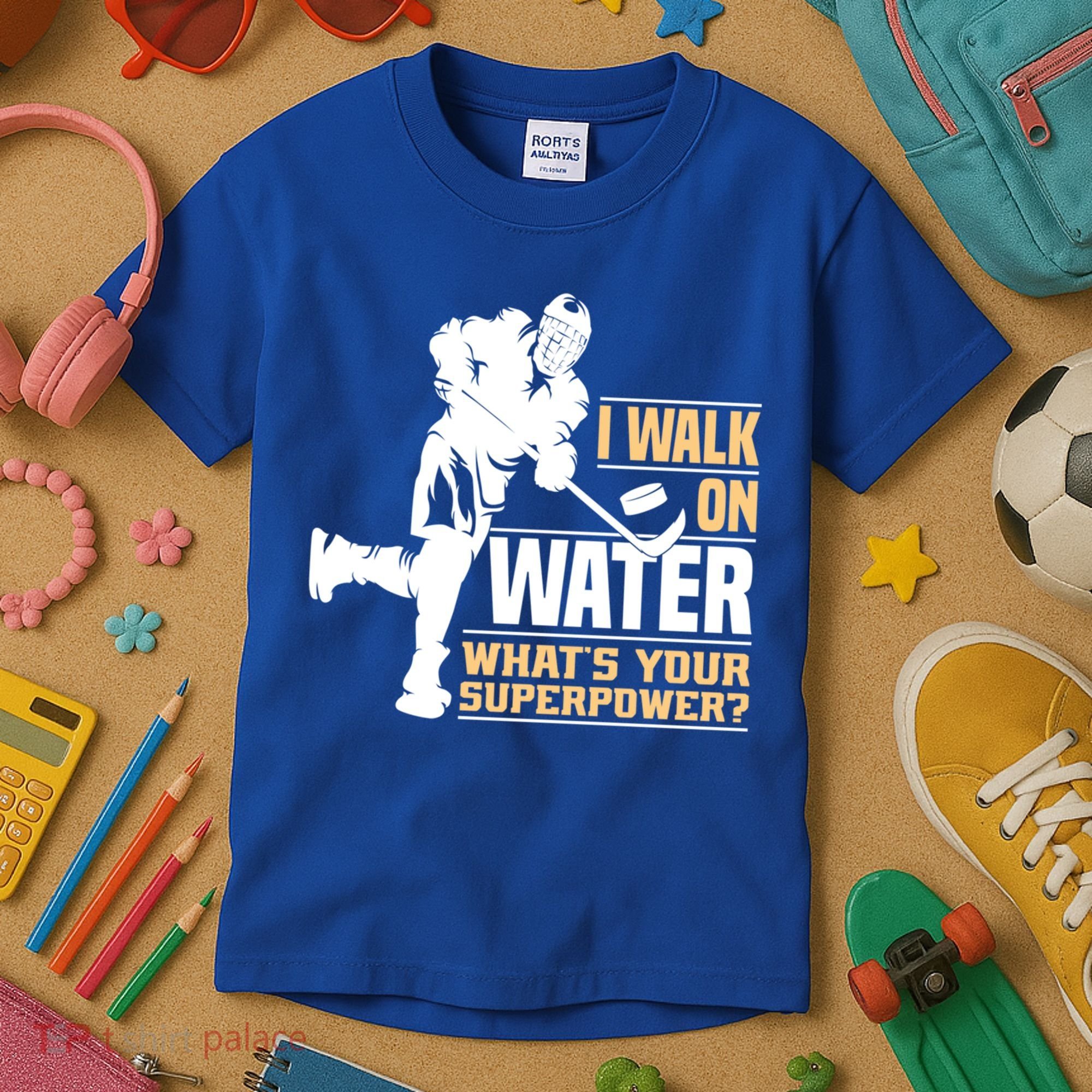 I Walk On Water Funny Ice Hockey Gift Kids T-Shirt