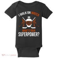 I Walk On Water What's Your Superpower? Funny Hockey Baby Bodysuit thumb 0
