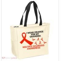 I Wear Orange For My Grandma Multiple Sclerosis Ms Awareness Tote Bag thumb 2