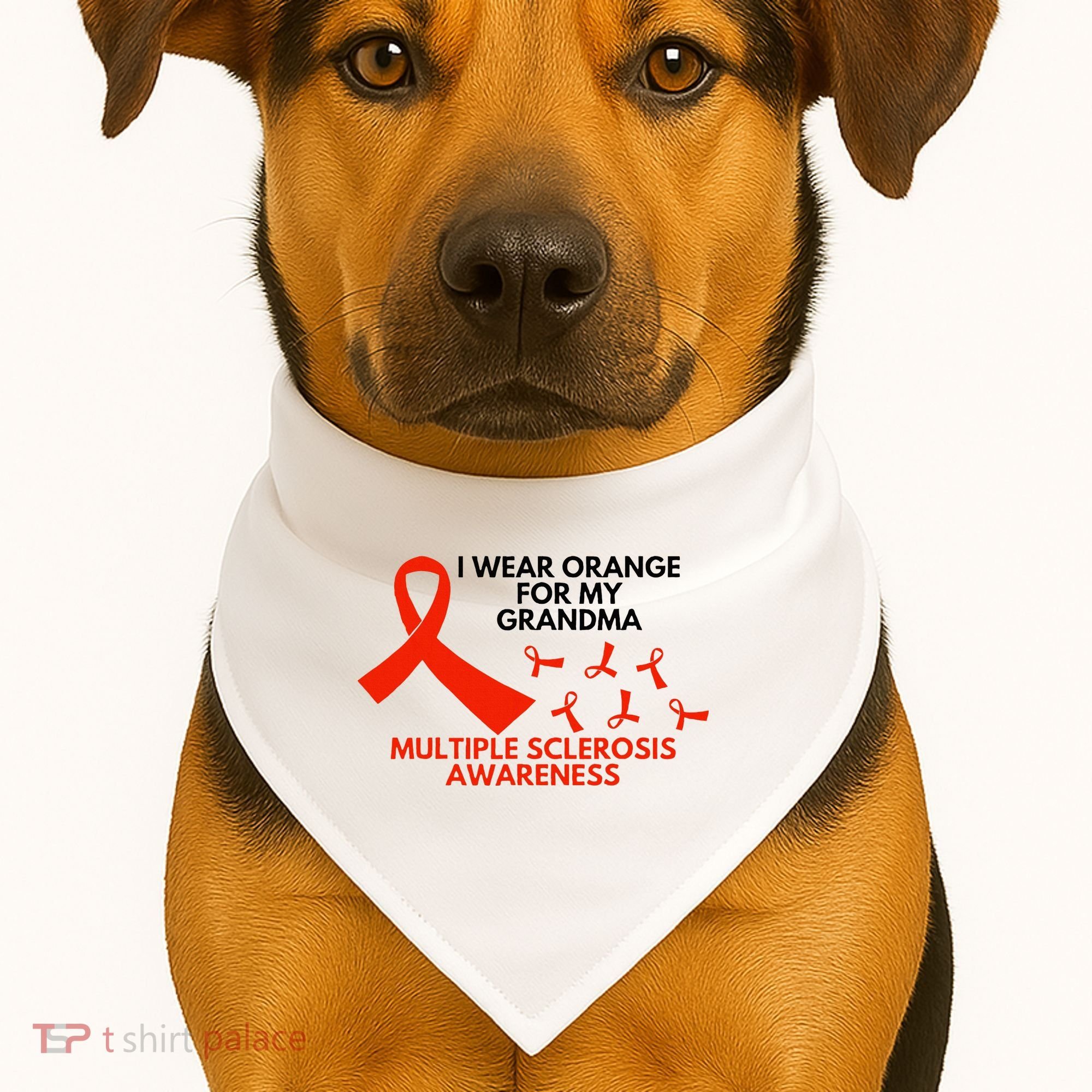 I Wear Orange For My Grandma Multiple Sclerosis Ms Awareness USA-Made Doggie Bandana