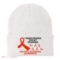 I Wear Orange For My Grandma Multiple Sclerosis Ms Awareness Beanie thumb 0