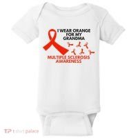 I Wear Orange For My Grandma Multiple Sclerosis Ms Awareness Baby Bodysuit thumb 0