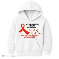 I Wear Orange For My Grandma Multiple Sclerosis Ms Awareness Kids Hoodie thumb 0